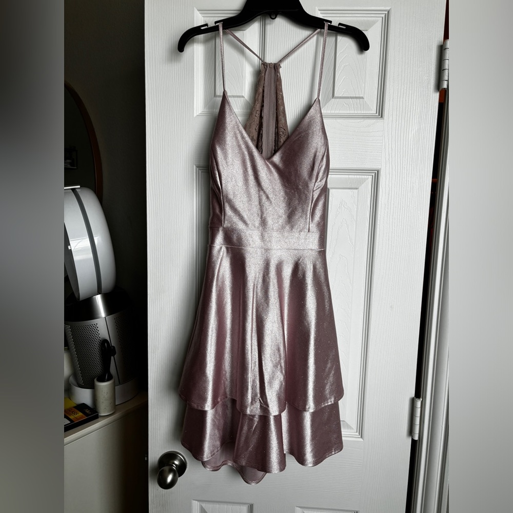 Light Pink Sparkle Mini Homecoming Dress